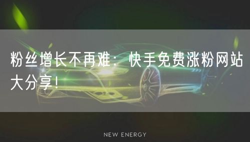 粉丝增长不再难：快手免费涨粉网站大分享！