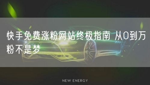 快手免费涨粉网站终极指南 从0到万粉不是梦
