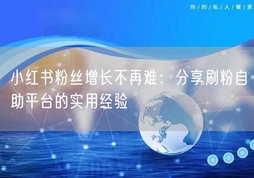 小红书粉丝增长不再难：分享刷粉自助平台的实用经验