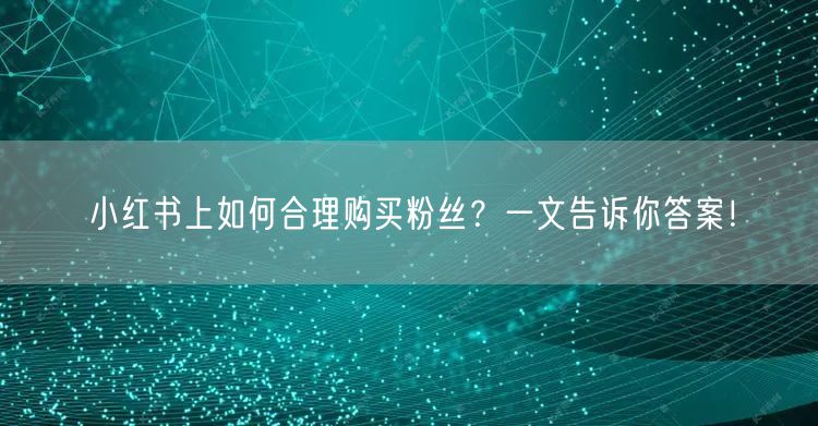 小红书上如何合理购买粉丝?一文告诉你答案!