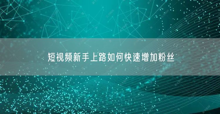 短视频新手上路如何快速增加粉丝